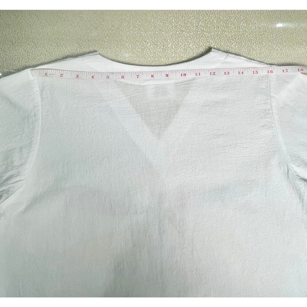 Cotton Made Casual Dragonfly Watercolor “Let It Be” V-Neck White Top Size Small - Picture 8 of 8